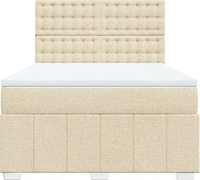 vidaXL Κρεβάτι Boxspring με Στρώμα Κρεμ 140x190 εκ. Υφασμάτινο
