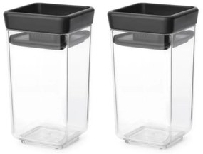 Σετ 2 τεμ. βάζα μπαχαρικών Brabantia Tasty+ Stackable 1008883, 150 ml, χωρίς BPA, Καινοτόμα καπάκια, Διαφανές/Σκούρο γκρι