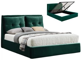 CYPRESS GREEN VELVET BED WITH STORAGE SPACE FOR MATTRESS 160Χ200