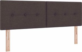vidaXL LED Κρεβάτι με βάθρο Σκούρο Καφέ 140 x 190 cm ύφασμα