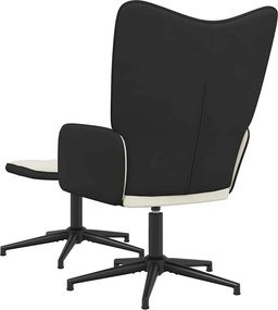 vidaXL Πολυθρόνα Relax Λευκό Κρεμ από Βελούδο και PVC με Σκαμπό