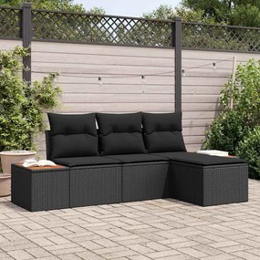 vidaXL με μαξιλάρι Ρυθμιζόμενος 4 pcs Μαύρο 239 x 117 x 37 εκ