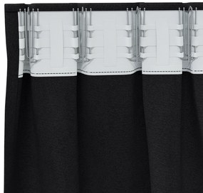 vidaXL Κουρτίνες με κουρτίνες 2 pcs Μαύρο 245 x 140 εκ. Πολυεστέρας