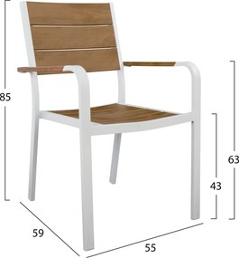 ΣΕΤ ΤΡΑΠΕΖΑΡΙΑΣ TABER HM10738.01 ΤΡΑΠΕΖΙ & 6 ΠΟΛΥΘΡΟΝΕΣ-ΑΛΟΥΜΙΝΙΟ & POLYWOOD-ΛΕΥΚΟ
