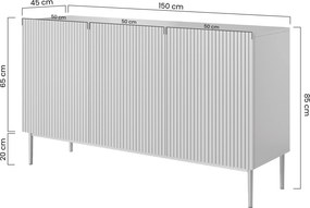 Μπουφές Niki Λευκό Ματ + Χρυσά Πόδια 150x85x45cm - BOG4589