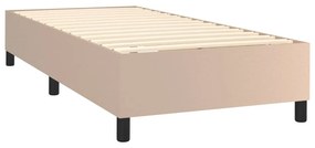 VidaXL Κρεβάτι Boxspring Στρώμα&LED Καπουτσίνο 100x200 εκ. Συνθ. Δέρμα