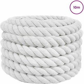 vidaXL Κωτόσχοινo 30 mm 10 m Λευκό 100% Βαμβάκι