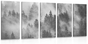 Εικόνα 5 τμημάτων βουνά στην ομίχλη σε μαύρο & άσπρο - 100x50