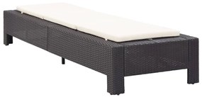 vidaXL Ξαπλώστρα Μαύρη από Συνθετικό Ρατάν με Μαξιλάρι