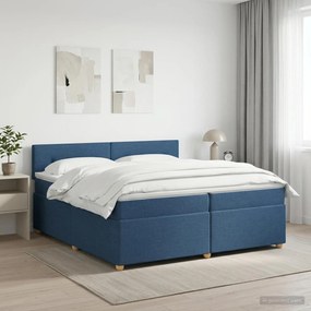 vidaXL Κρεβάτι box spring με στρώμα Μπλε 200 x 200 cm Ύφασμα