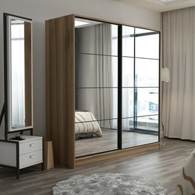 Διφυλλη Ντουλαπα με Καθρέπτη Συρομενη Χρυσο LARE 52x180x190