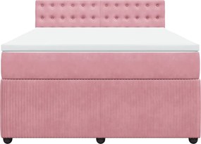 vidaXL Κρεβάτι Boxspring με Στρώμα Ροζ 160x200 εκ. Βελούδινο