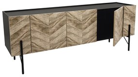 PARKE TV STAND ΜΑΥΡΟ ΦΥΣΙΚΟ ΜΕ PATTERN 160x43xH60cm - Μέταλλο - 05-0477