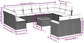 vidaXL Σετ Καναπέ Κήπου 13τεμ Μπεζ Συνθ. Ρατάν με Μαξιλάρια