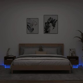 Κομοδίνα με Φώτα LED 2 τεμ. Καφέ Δρυς 40 x 39 x 37 εκ. - Καφέ