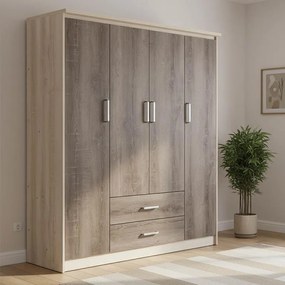 Ντουλάπα ρούχων τετράφυλλη OLYMPUS χρώμα castillo-toro 159x57x183εκ 159x57x183 εκ.