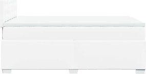 vidaXL Κρεβάτι Boxspring με Στρώμα Λευκό 120x190εκ.από Συνθετικό Δέρμα
