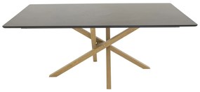 Τραπέζι Dallas 193, Μαύρο, Δρυς, 75x90x180cm, Ινοσανίδες μέσης πυκνότητας, Μέταλλο | Epipla1.gr