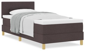 vidaXL Κρεβάτι με Βάση με Στρώμα Σκούρο Καφέ 100x200 εκ Ύφασμα
