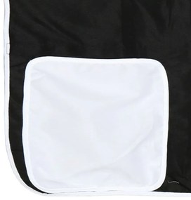 Κουκέτα με Κουρτίνες Λευκό/Μαύρο 90x190 εκ. Μασίφ Ξύλο Πεύκου - Μαύρο