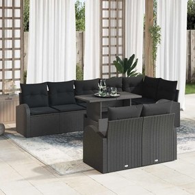 vidaXL Σετ Καναπέ Κήπου με μαξιλάρι 9 pcs Μαύρο 100 x 55 x 73 εκ