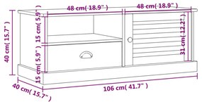 Έπιπλο Τηλεόρασης VIGO 106 x 40 x 40 εκ. από Μασίφ Ξύλο Πεύκου - Καφέ