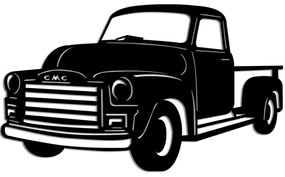 Διακοσμητικό Τοίχου GMC 3100 Pickup Truck 891TNL3441 60x35cm Black Wallity Μέταλλο