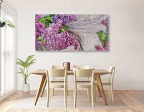 Εικόνα λουλουδιών λιλά σε καμβά - 120x60