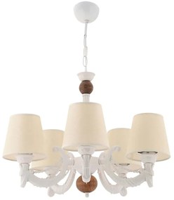 Φωτιστικό Οροφής Fiona Wood 390FLH2317 55x65cm 5xE27 40W Cream-White Opviq