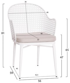 Σετ Κήπου Σαλόνι OREGO 3 τεμ. C21106.02 Αλουμίνιο σε Λευκό 58x55x83 εκ.