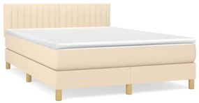 Κρεβάτι Boxspring με Στρώμα Κρεμ 140x200 εκ. Υφασμάτινο - Κρεμ