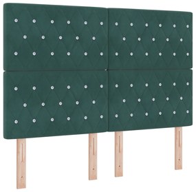 vidaXL κρεβάτι box spring  με στρώμα σκούρο πράσινο 140x190 εκ. βελούδο