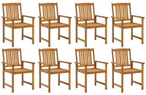 Καρέκλες Κήπου 8 τεμ. από Μασίφ Ξύλο Ακακίας με Μαξιλάρια - Μαύρο