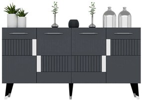 Μπουφές Moda 475OLV2685 150x40x79cm Anthracite-Silver Μοριοσανίδα, Μελαμίνη