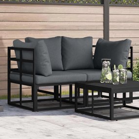 vidaXL Εξωτερικά Έπιπλα με μαξιλάρι με μαξιλάρι 2 pcs Μαύρο Αλουμίνιο