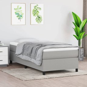 Κρεβάτι Boxspring με Στρώμα Ανοιχτό Γκρι 90x200 εκ. Υφασμάτινο