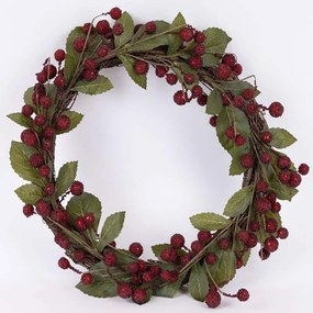 Χριστουγεννιάτικο Στεφάνι Με Berries 600-46180 50cm Green-Red