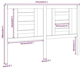 vidaXL Κεφαλάρι Κρεβατιού Μελί 141 x 4 x 100 εκ. από Μασίφ Ξύλο Πεύκου