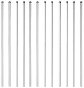 vidaXL Στύλος Περιφράξεων 12 pcs Ασημί Ατσάλι με Επικάλυψη Πούδρας