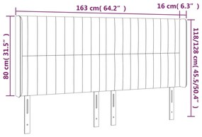 vidaXL Κεφαλάρι Κρεβατιού LED Κρεμ 163x16x118/128 εκ. Υφασμάτινο