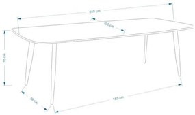 Τραπέζι Dallas 131, Μαύρο, Άσπρο, 75x100x240cm, Ινοσανίδες μέσης πυκνότητας, Μέταλλο | Epipla1.gr