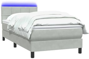 Box Spring κρεβάτι με στρώμα ανοιχτό γκρι 90x210 cm Βελούδινο - Γκρι