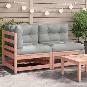 vidaXL Patio Sofa 2-θέσιο Solid Douglas wood, Oxford fabric, PP cotton