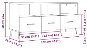 Έπιπλο Τηλεόρασης Καφέ Δρυς 102 x 36 x 50 εκ. από Επεξεργ. Ξύλο - Καφέ