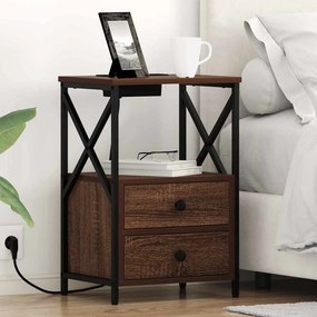 vidaXL Κομοδίνο Καφέ δρυς 40 x 31 x 60 εκ. Επεξεργασμένο Ξύλο