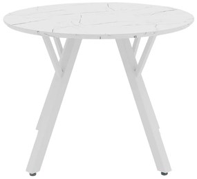 Tραπέζι Annie pakoworld MDF λευκό μαρμάρου Φ100x76εκ - MDF - 235-000007