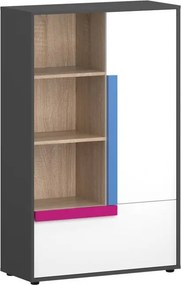 Ραφιέρα Alex 84x36x133εκ Γραφίτης-Σονόμα-Λευκό