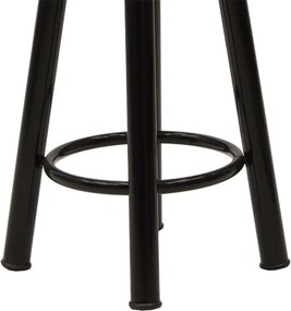 Σκαμπό μπαρ Onyx pakoworld ξύλο δρυς-μέταλλο μαύρο gloss Φ33x77εκ