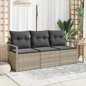 vidaXL Σετ Καναπέ Κήπου 3 pcs Ανοιχτό γκρι Πολυ ράταν