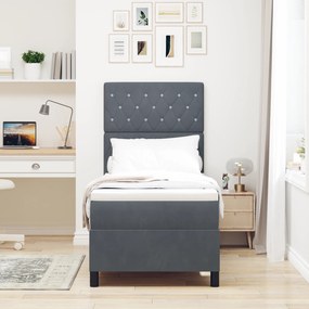 vidaXL κρεβάτι Box Spring  με στρώμα σκούρο γκρι 80x200 εκ. βελούδο